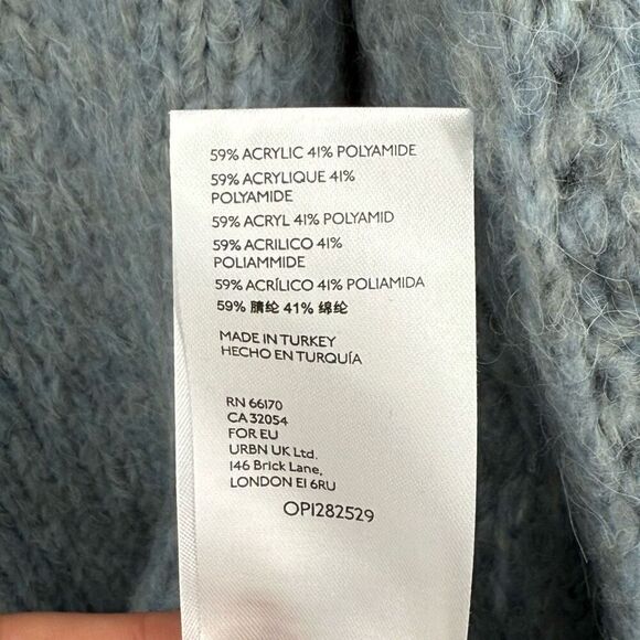 Anthropologie Nuria Cable Knit Cardigan Sweater Blue Women XS Petite Cozy Fuzzy - Picture 11 of 11